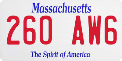 MA license plate 260AW6