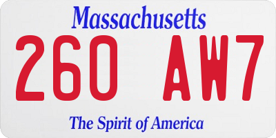 MA license plate 260AW7