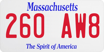 MA license plate 260AW8