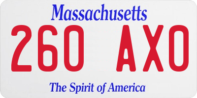 MA license plate 260AX0