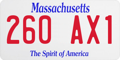 MA license plate 260AX1