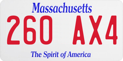MA license plate 260AX4