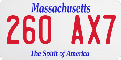MA license plate 260AX7