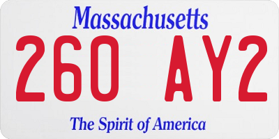 MA license plate 260AY2