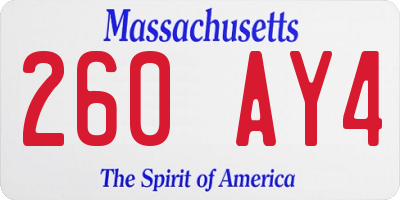 MA license plate 260AY4