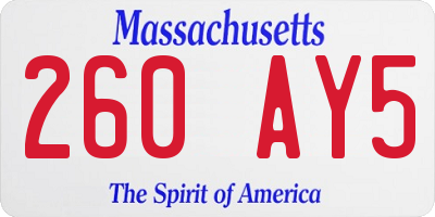 MA license plate 260AY5