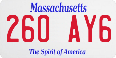 MA license plate 260AY6