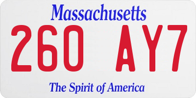 MA license plate 260AY7