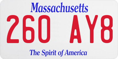 MA license plate 260AY8