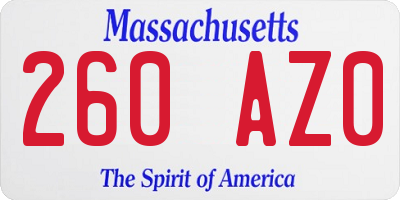 MA license plate 260AZ0