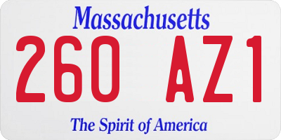 MA license plate 260AZ1