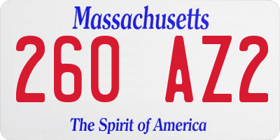 MA license plate 260AZ2