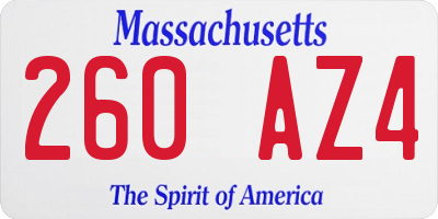 MA license plate 260AZ4