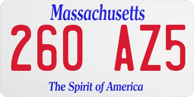 MA license plate 260AZ5