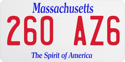 MA license plate 260AZ6