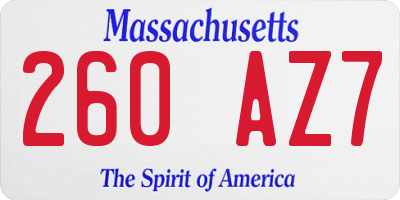 MA license plate 260AZ7