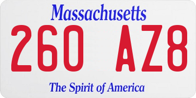 MA license plate 260AZ8