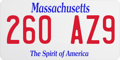 MA license plate 260AZ9