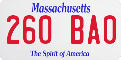 MA license plate 260BA0