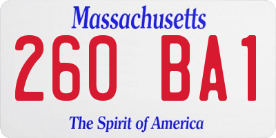 MA license plate 260BA1