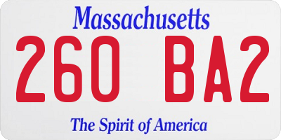 MA license plate 260BA2
