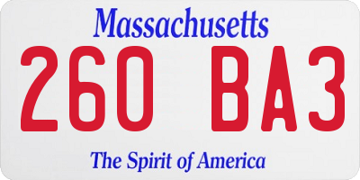 MA license plate 260BA3