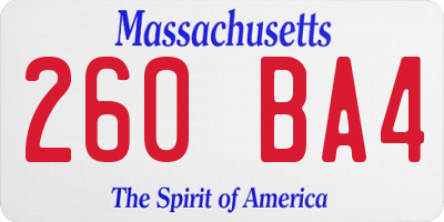 MA license plate 260BA4
