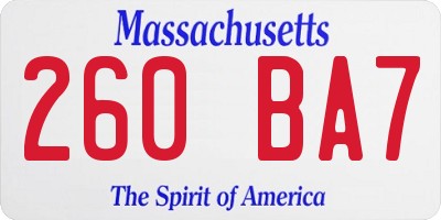 MA license plate 260BA7