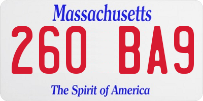 MA license plate 260BA9