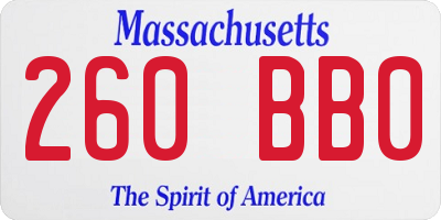 MA license plate 260BB0