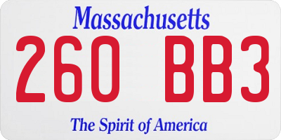 MA license plate 260BB3