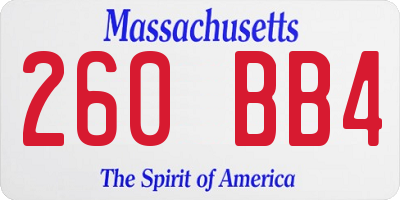 MA license plate 260BB4