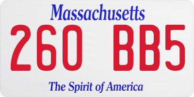 MA license plate 260BB5