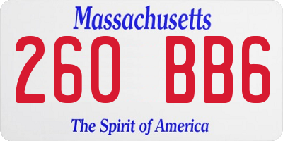 MA license plate 260BB6