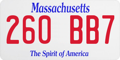MA license plate 260BB7