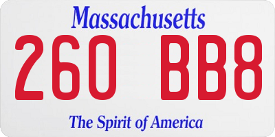 MA license plate 260BB8