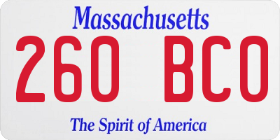 MA license plate 260BC0