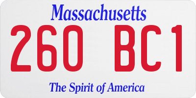 MA license plate 260BC1