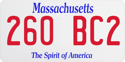 MA license plate 260BC2
