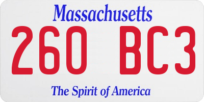 MA license plate 260BC3