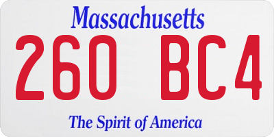 MA license plate 260BC4