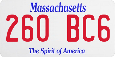MA license plate 260BC6