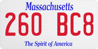 MA license plate 260BC8