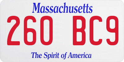 MA license plate 260BC9