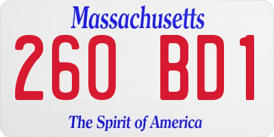 MA license plate 260BD1