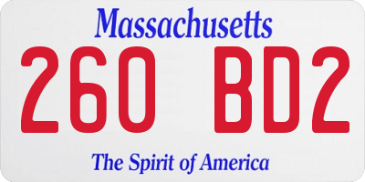MA license plate 260BD2