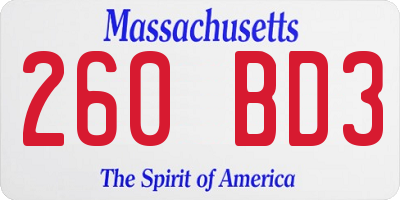 MA license plate 260BD3