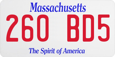 MA license plate 260BD5