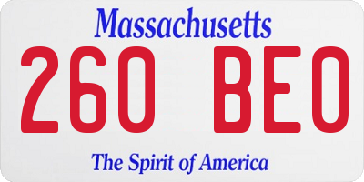 MA license plate 260BE0