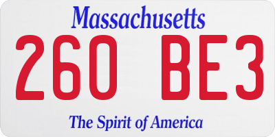 MA license plate 260BE3